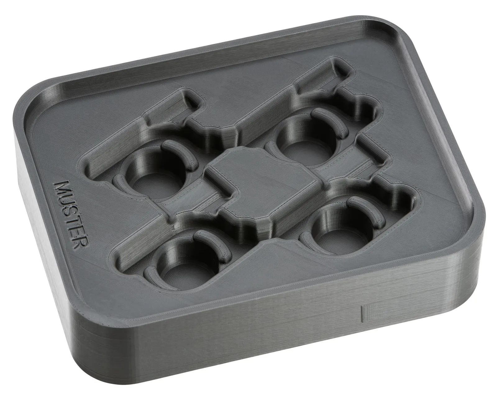 3D-gedruckte Negativform mit vier Kavitäten für das Thermoform-Verfahren